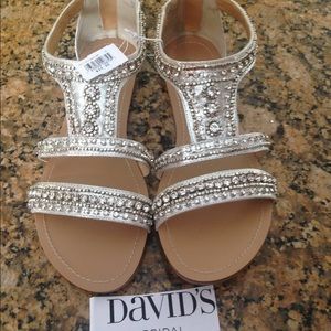 Silver Metallic Gem Sandal David's Bridal Size 10M